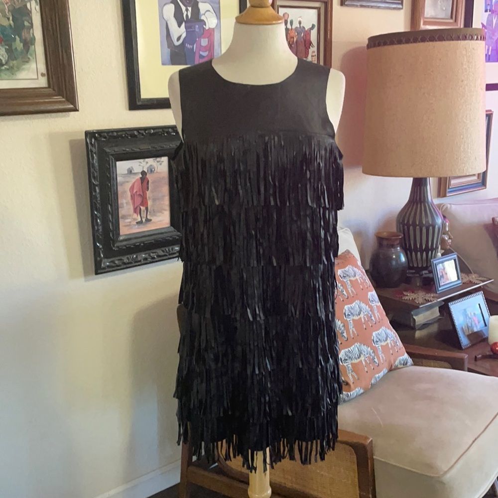 Faux Leather Fringe Dress